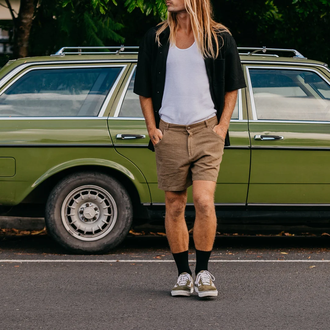 Men's Vintage Casual Textured Short Sleeve Stripe Shirt-inspireuse