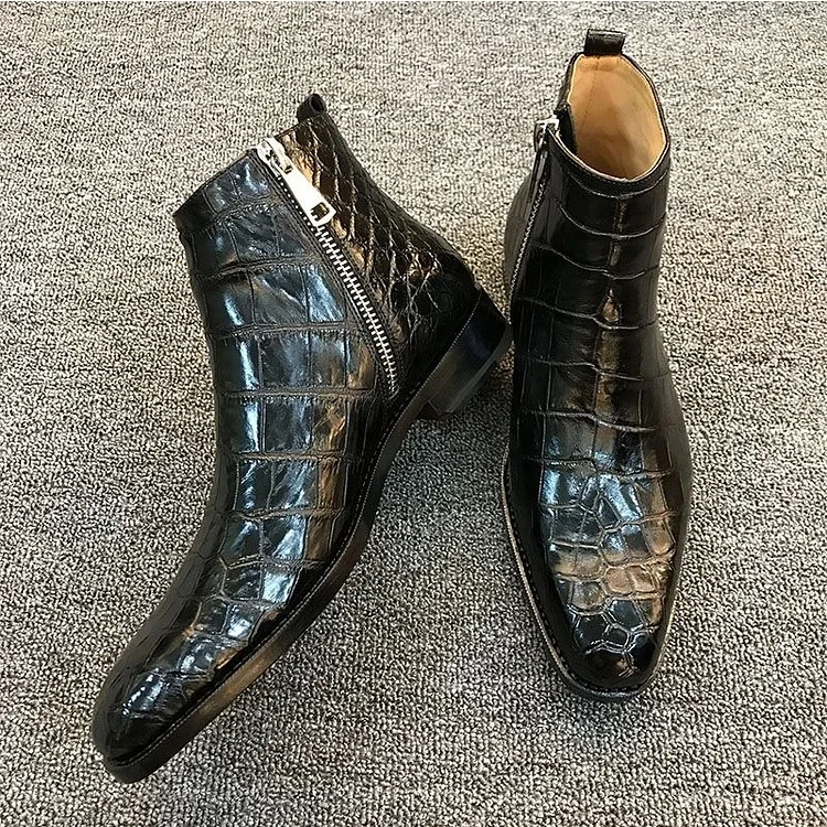 Vintage Side Zip Low Ankle Boots  Stunahome.com