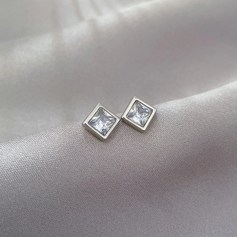 1 Pair Minimalist Square Plating Inlay Titanium Steel Zircon Ear Studs