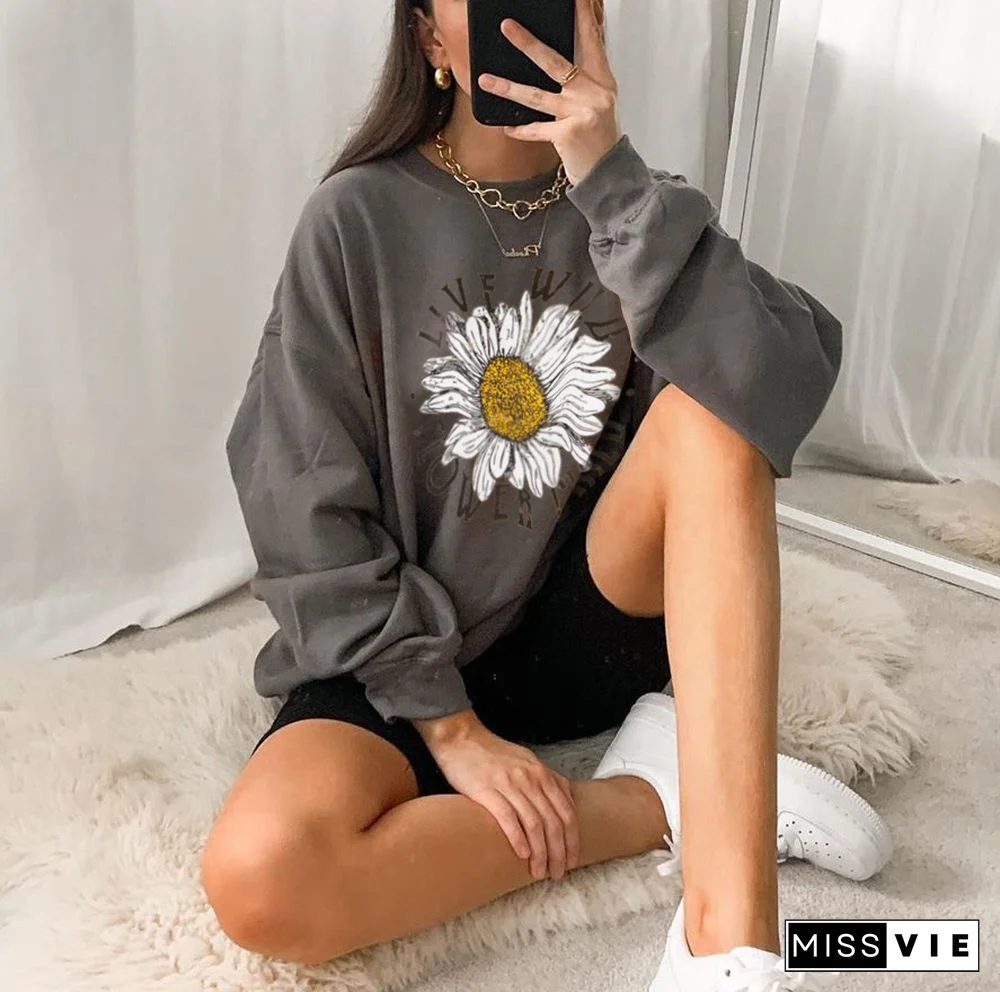 Modern Printed Colour Long Sleeve Sweatshirt