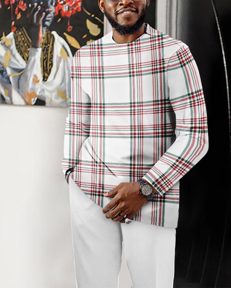 Men's Casual Color Blocking Long Sleeve Walking Suit-178