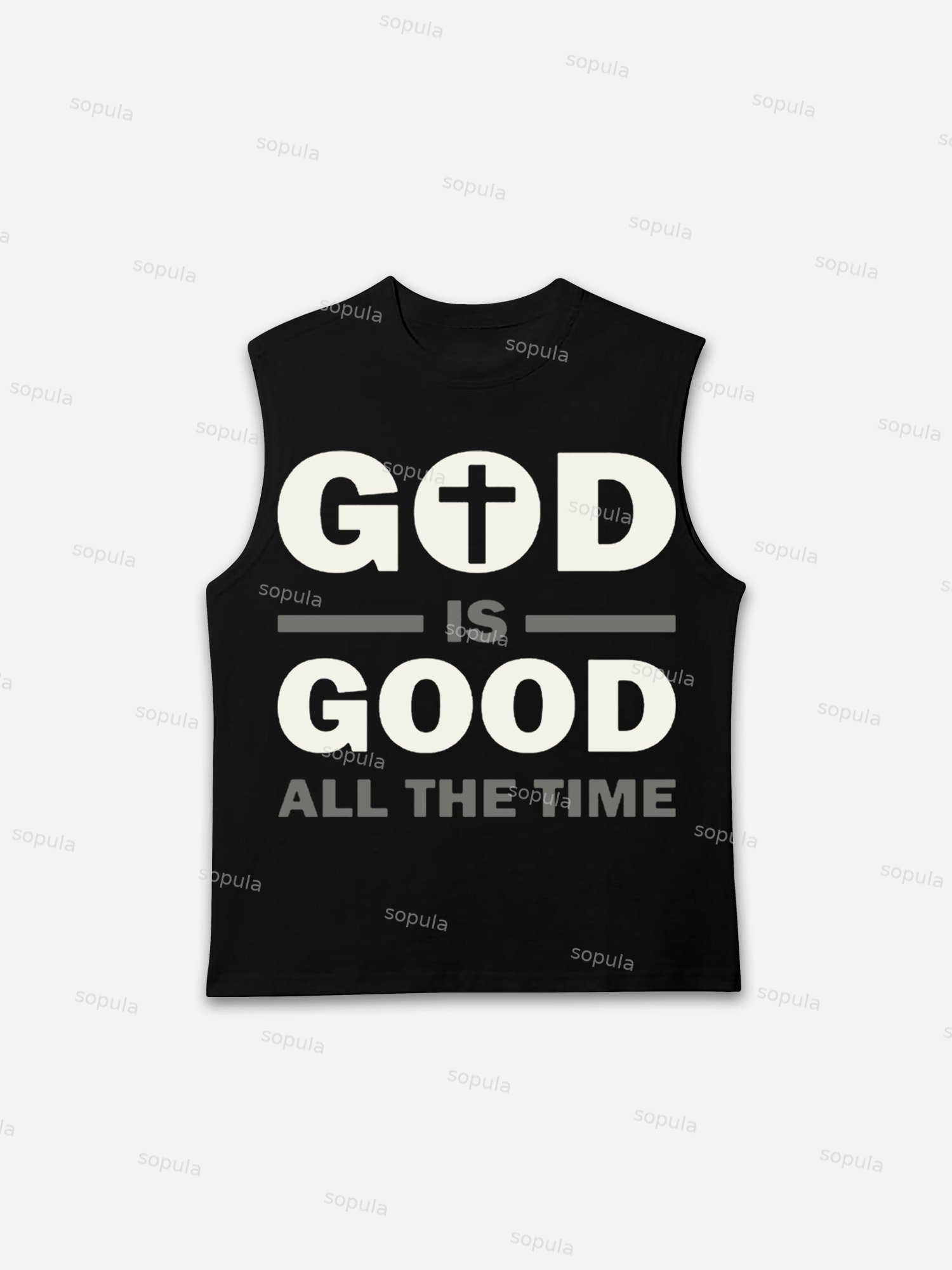 God Is Good Slogan Graphic Tank Top