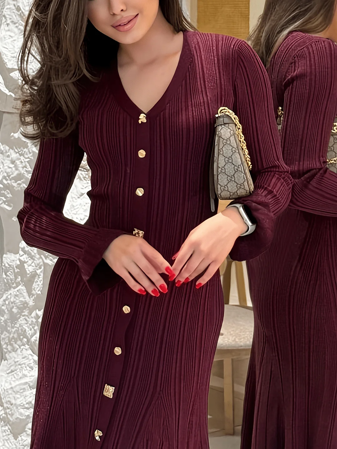 Nigikala Nigikala And Winter New French Elegant Jacket Dress Slim Skinny Knitting Woman