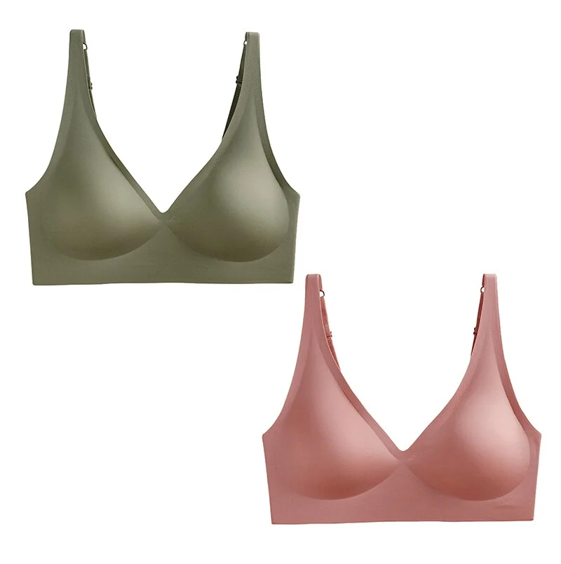 Billionm 2PCS Plus Size Sexy Seamless Bras For Women Wire Free Underwear BH Push Up Bralette With Pad Vest Top Soft Bra Brassiere Lingeri