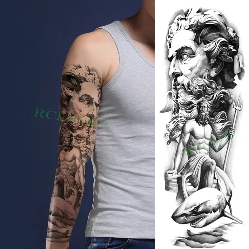 Waterproof Temporary Tattoo Sticker Anubis Ancient Egypt Dog Roma Clock Eye Full Arm Fake Tatto Flash Tatoo Sleeve for Men Women