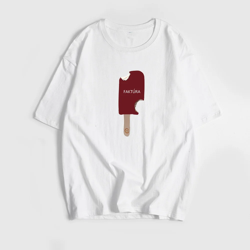 Athvotar Athvotar Sales Of Retro Simple Print T-Shirts In The Summer Free-Round Collar Pure Cotton Short Sleeves