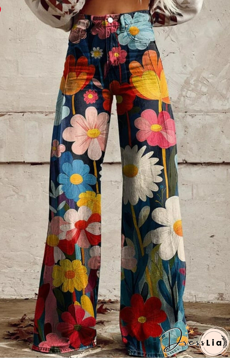 Skinny colorful flowered Loose Pant