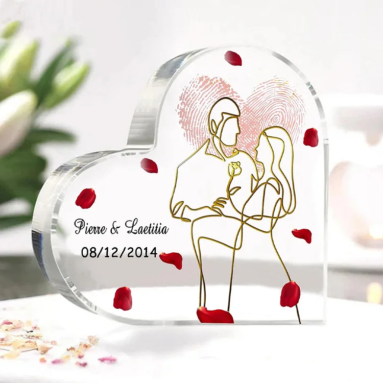 Plaque Acrylique en Forme de Cœur 2 Prénoms Personnalisés avec Date pour Couple Jessemade FR