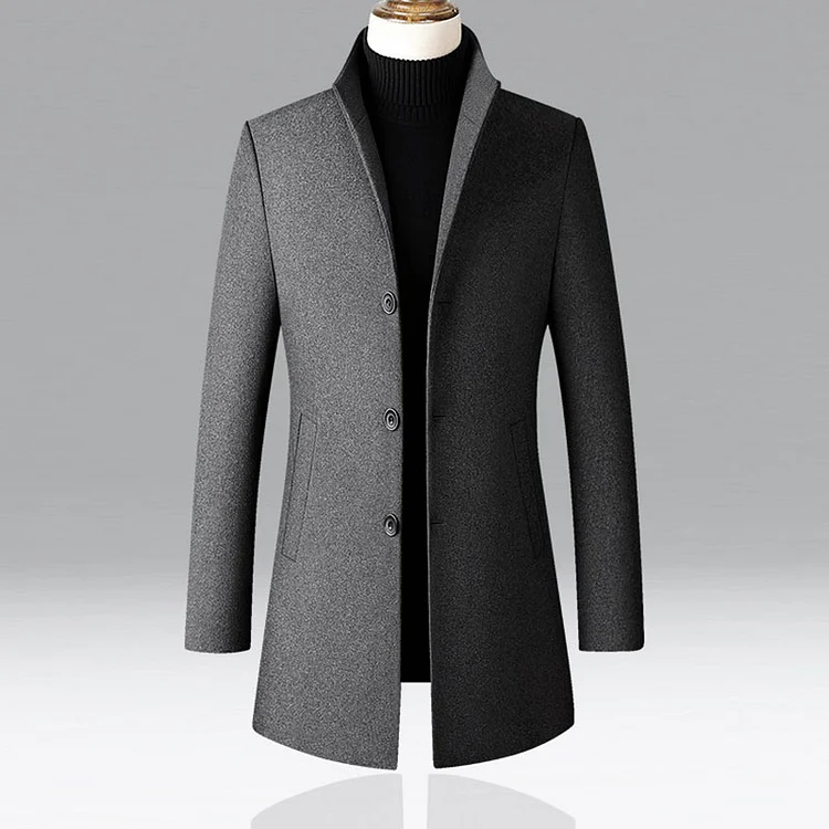Utbros Stand Neck Single Breasted Woolen Coat