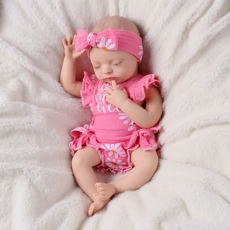 Babeside Larry 16" Silicone Reborn Baby Girl Doll &ndash; &ldquo;Best Mom Ever&rdquo; Daisy Outfit Gift