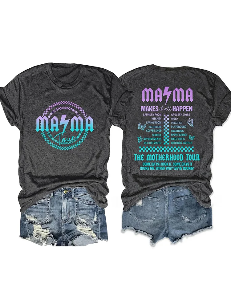 Mama Tour Printed Crew Neck Short Sleeved T-Shirt