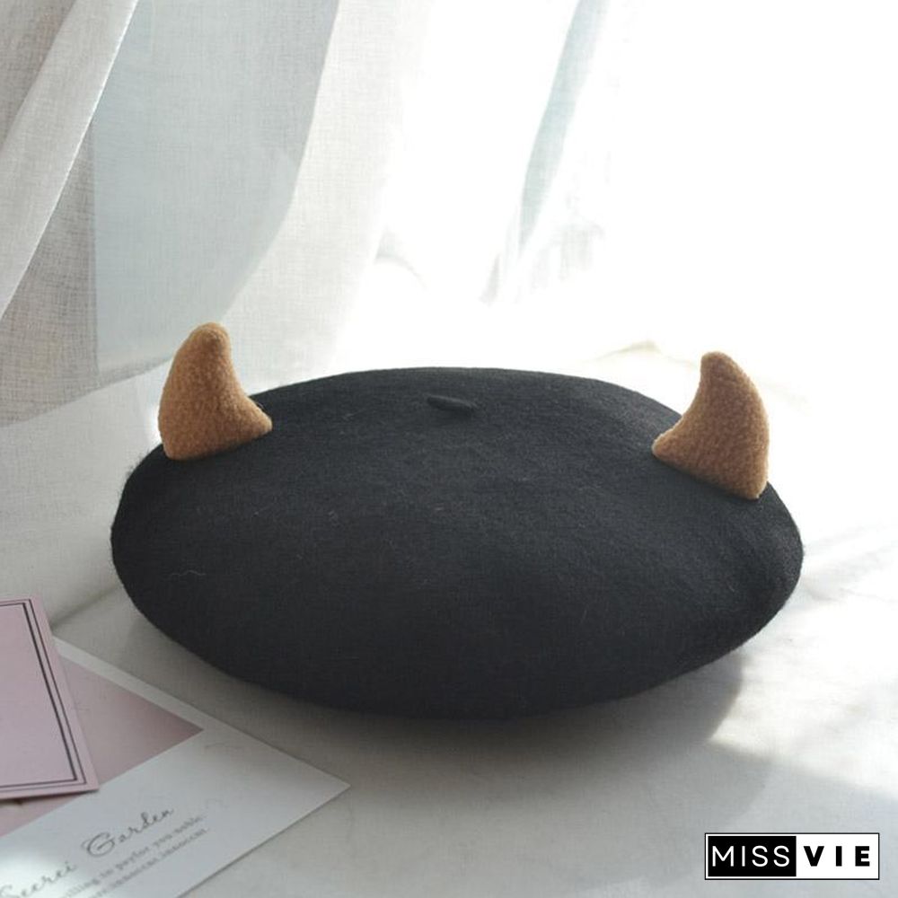Kawaii Little Devil Horns Beret Hat