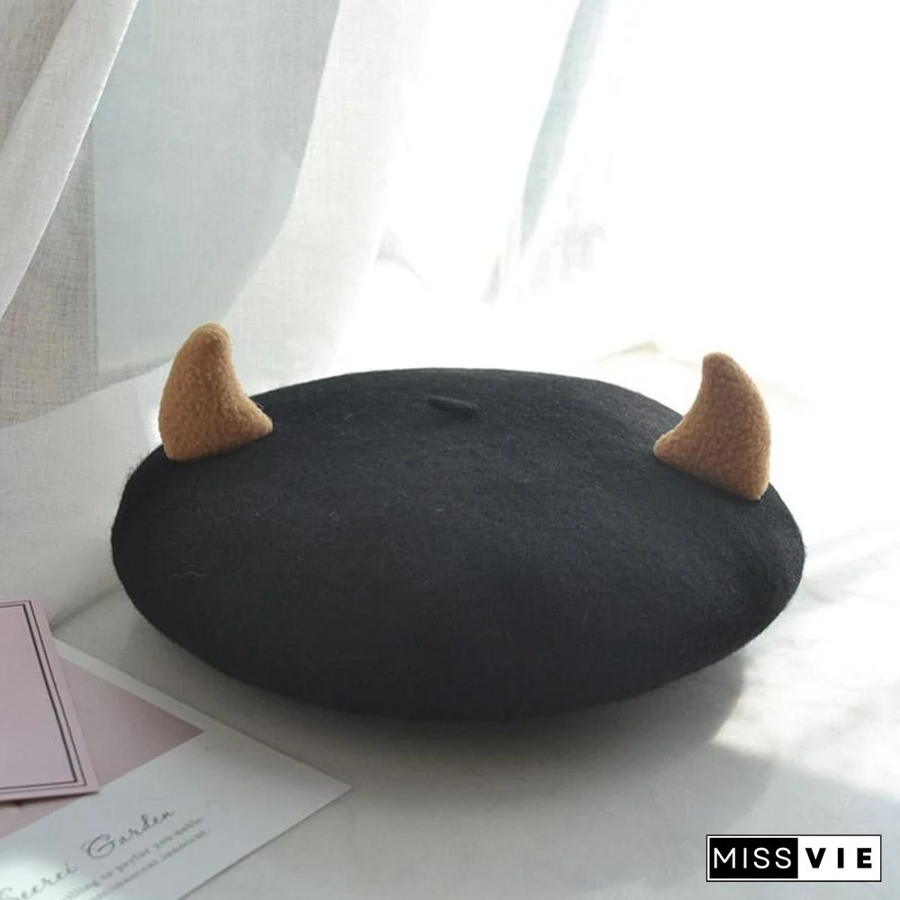 Kawaii Little Devil Horns Beret Hat