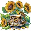 Sonnenblumen-Teetasse - speziell geformte Diamantmalerei - 30*30cm