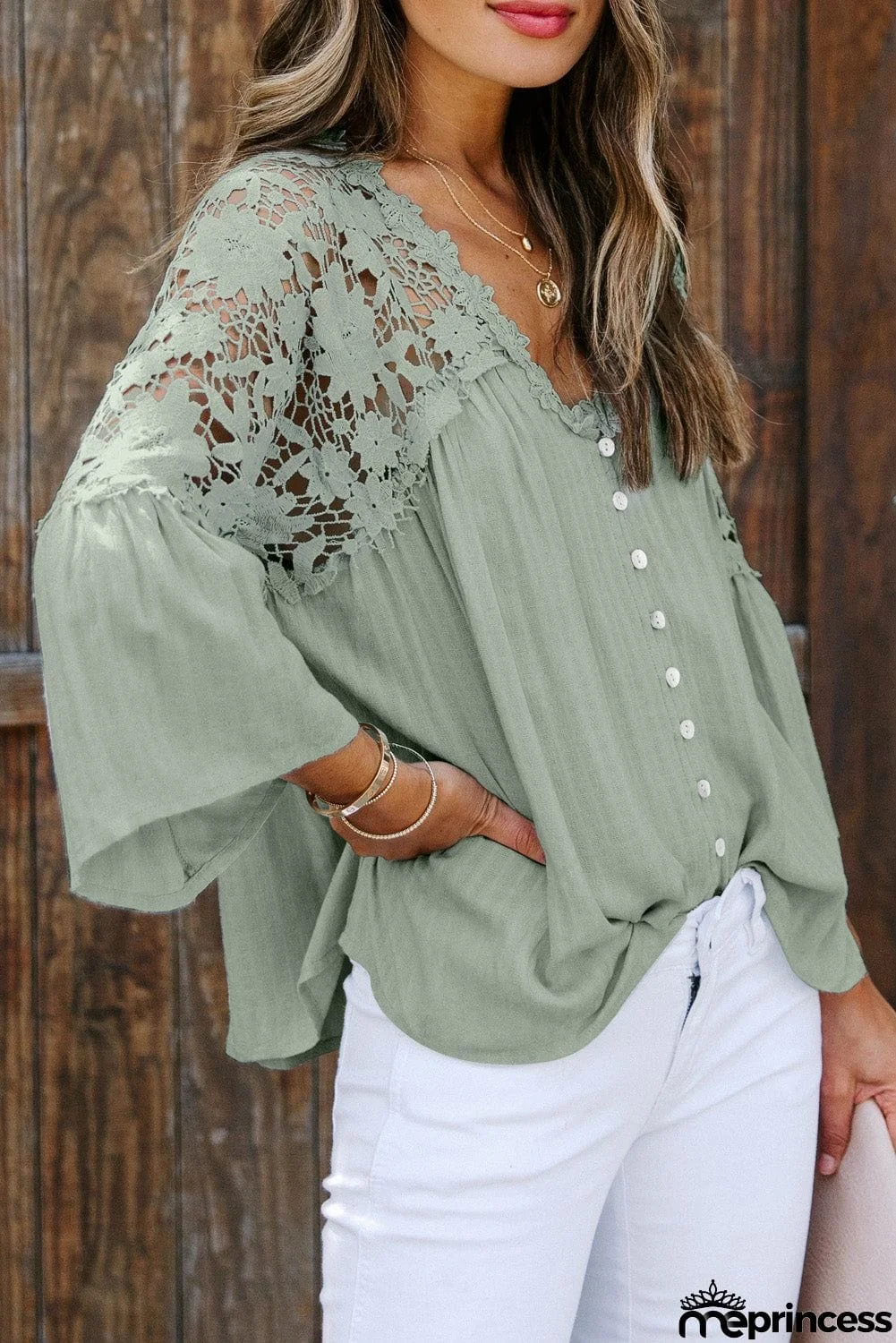 Crochet Lace Button Top