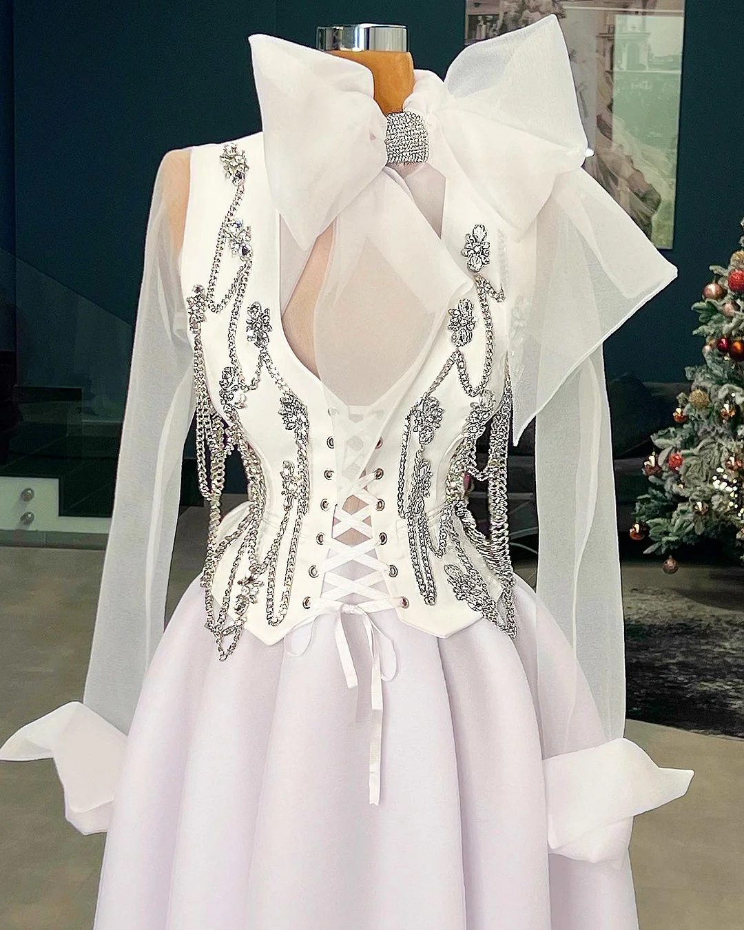 Chain Vest & Organza Midi Dress