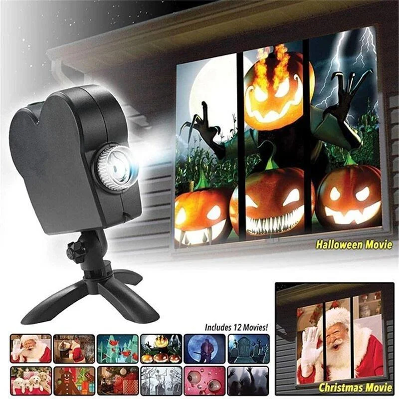 Halloween Christmas Holographic Window Projection, Window Wonderland Projector