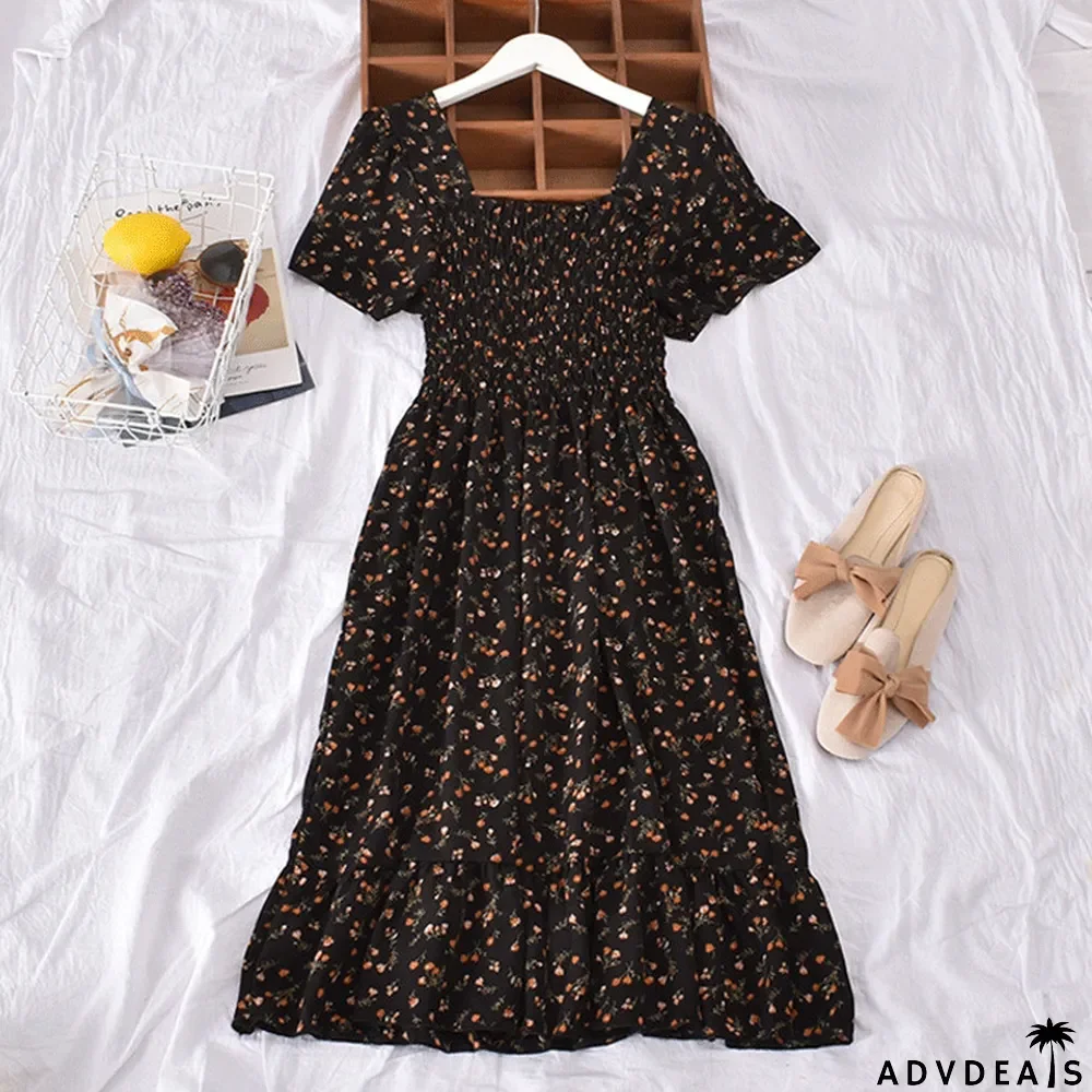 Women Short Sleeve Floral Dress