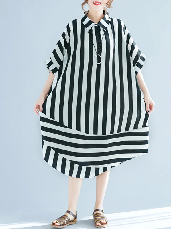 Original Irregularity Stripe Shirt Dress