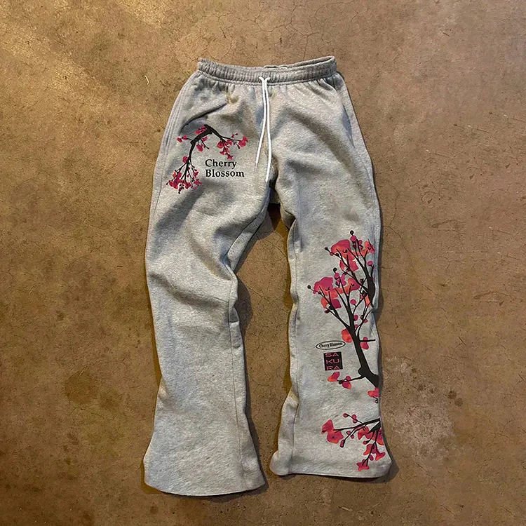 Men's Tokyo Cherry Blossom Loose Wide-leg Flared Trousers
