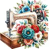 Flower Sewing Machine-14CT Stamped Cross Stitch 40*40cm/15.75*15.75in tapestrymarket