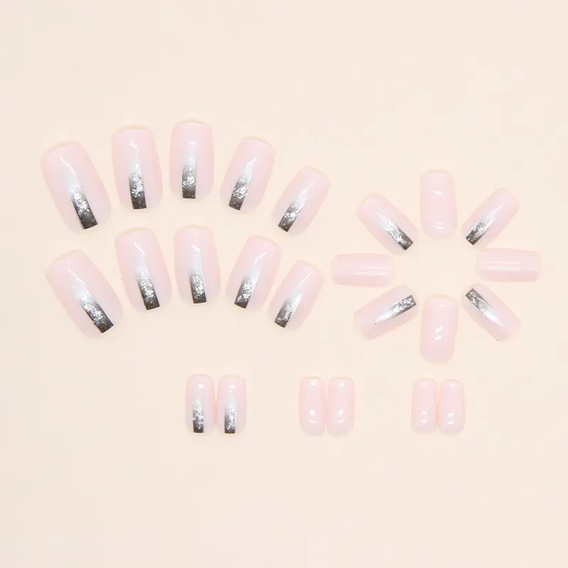 Churchf Churchf European Square Fake Nails Black Gradient Flash Powder Beauty Nail Film Powder Through Fashion Ins Wind Wear Armour