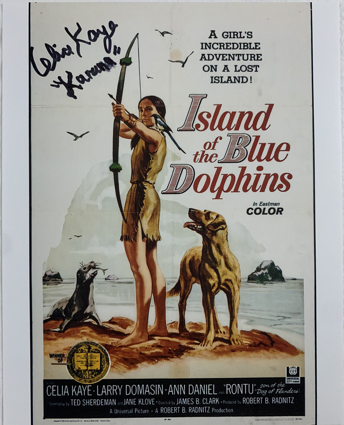 CELIA KAYE HAND SIGNED 8x10 Photo Poster painting ISLAND OF THE BLUE DOLPHINS AUTOGRAPHED RARE