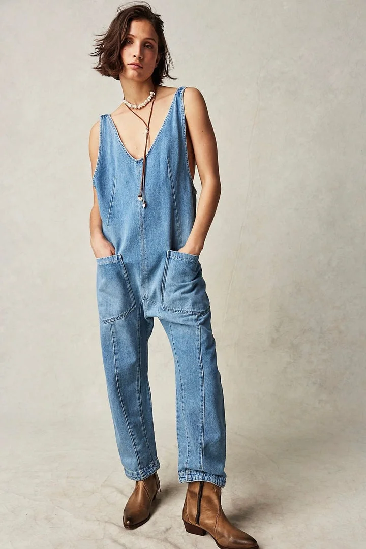 Mother's Day Sale -Denim Jumpsuit With Pockets (Buy 2 Free Shipping)