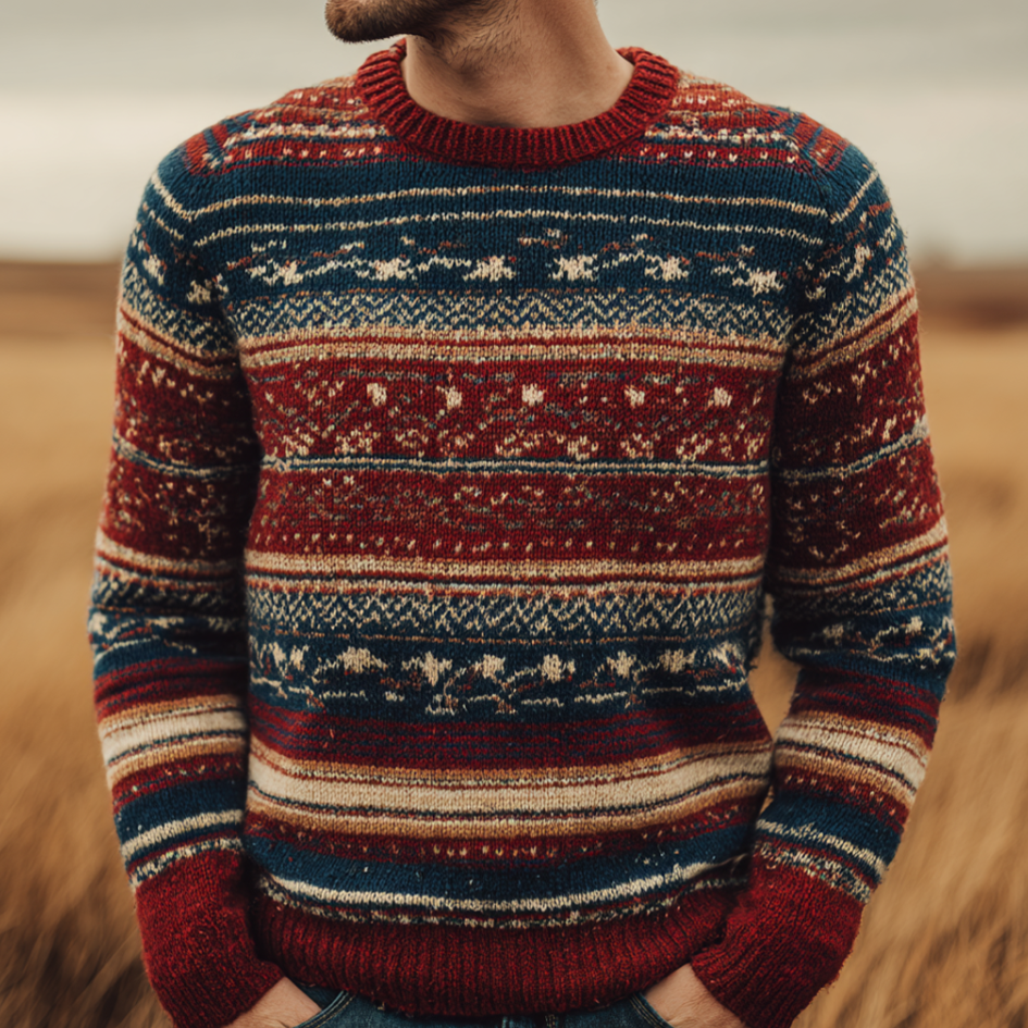 Christmas Retro British Style Men's Round Neck Knitted Sweater elevenforest