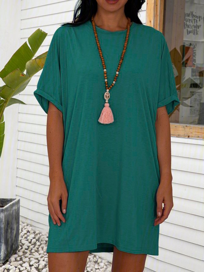 Casual Slim Short Sleeve Pocket Dress Zaesvini