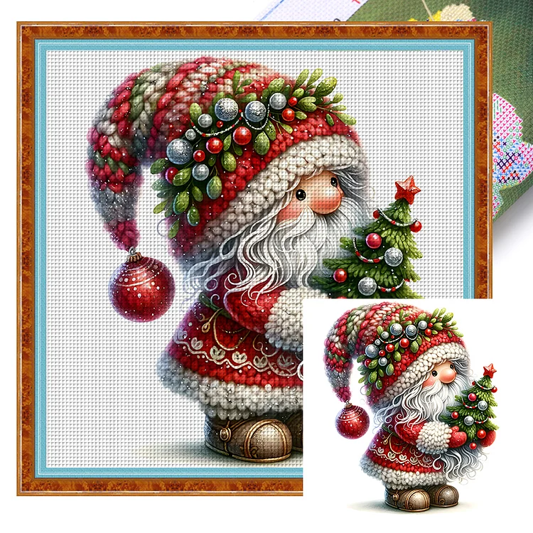 【Yishu Brand】Christmas Tree Gnome (40*40cm) 11CT Stamped Cross Stitch gbfke