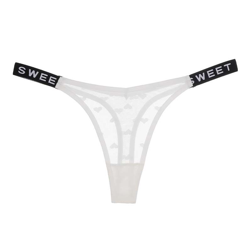 Cnneeds Low Waist Sexy Panties Women Thongs Letter G-string Sports Fitness Hollow Out T-back Female Lingerie Mesh Underpants Underwear