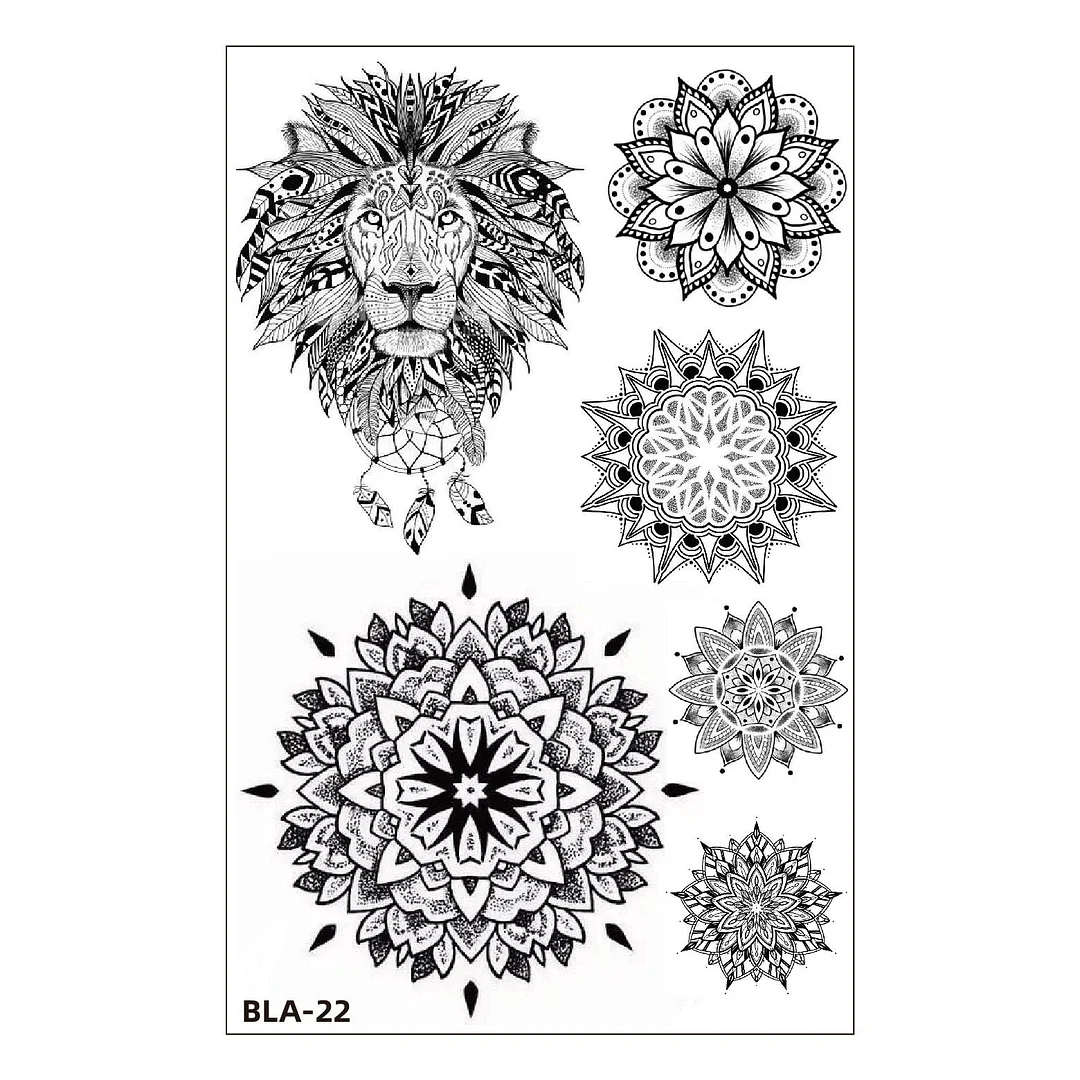 Women Waterproof Temporary Tattoo Sticker Mandala Flower Tatoo Elephant Feather Body Art Water Transfer Clavicle Temporary Tatto