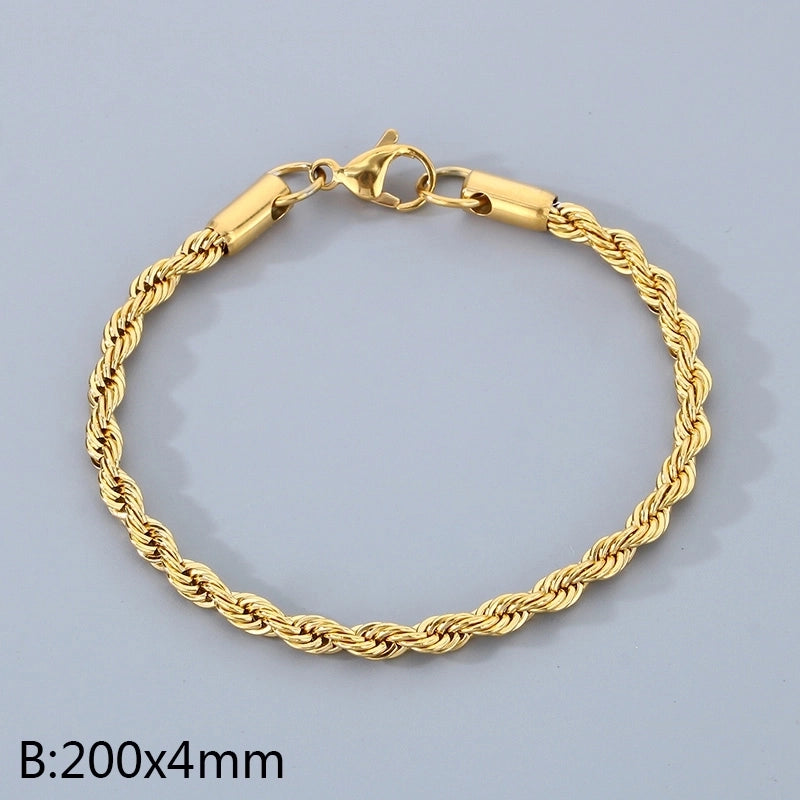 Minimalist Twist 304 Stainless Steel 18K Gold Plated Bracelets In Bulk