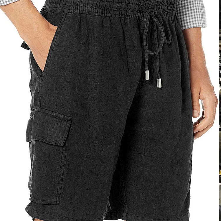 jogging shorts for men Slim Fit Muscle Gym Men Shorts Summer Solid Color Men's Loose Cotton Linen Casual Shorts Multi-Pocket Cargo Pants