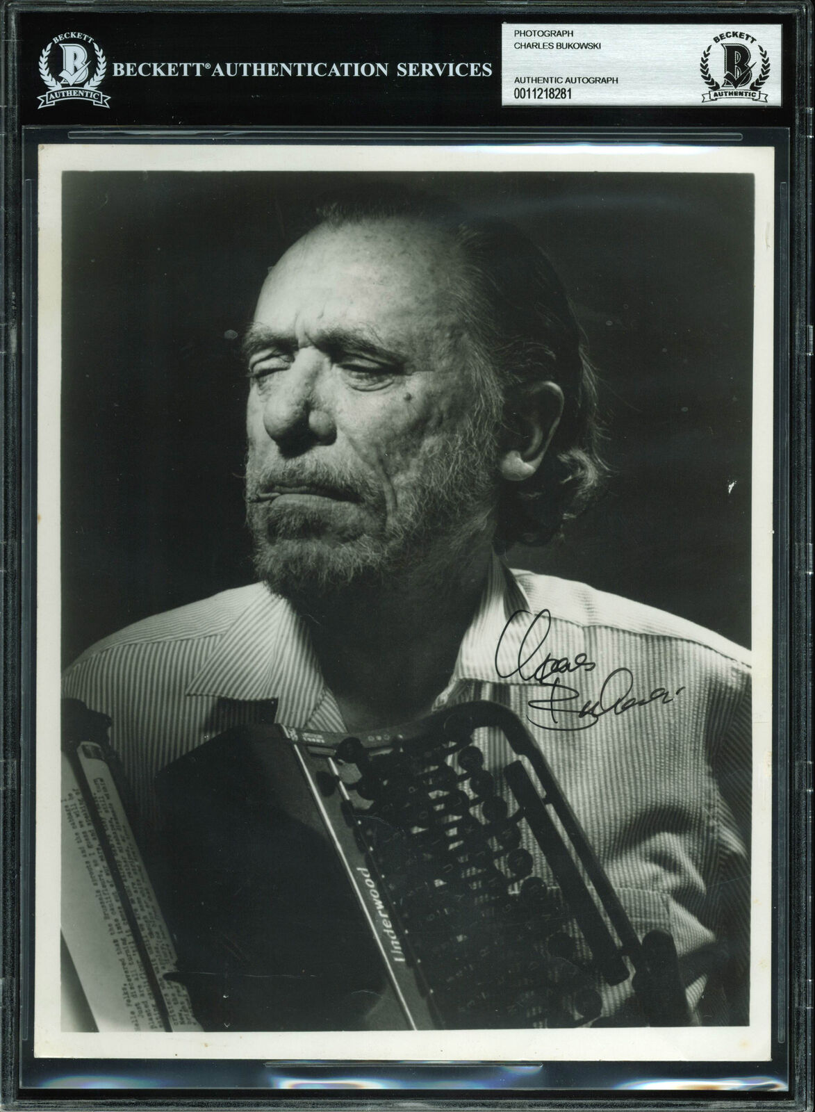 Charles Bukowski Authentic Signed 8x10 Black & White Photo Poster painting BAS Slabbed