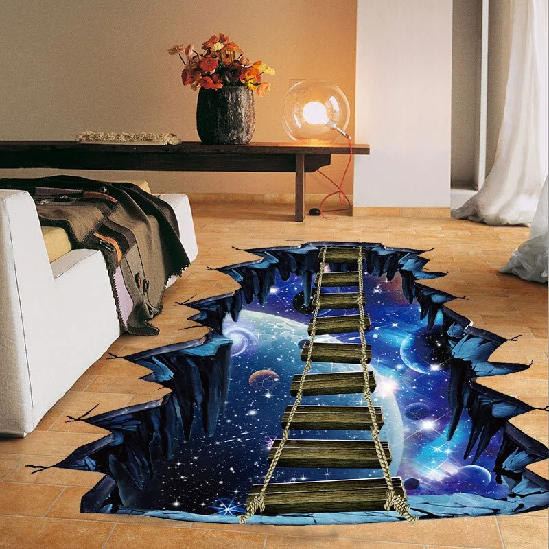 Large 3D Cosmic Space New Wall Sticker Galaxy Star Bridge Home Decoration for Kids Room Floor Living Room Wall Decals Home Decor