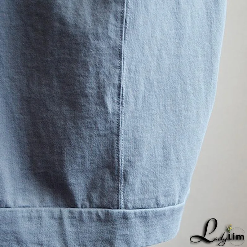 Fashion Round Neck Casual Printed Cotton Dress