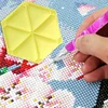DIY sechseckiges Diamond Painting Tablett Kit mit großer Kapazität und Löffelpinsel (gelb)