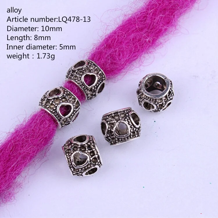 5 Pcs/set Viking Beads 14 Kind Silver Beads for Braiding Dreadlock Hair Decor Cuff Clip Beaded Hair Scrunchies Tibet Bead Tube