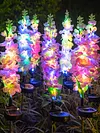 4Pcs Outdoor Solar Garden Lights Waterproof Led Violet Flower Shape Stake Light Reusable Violet Gardening Stake Lighting for Courtyard Landscape Lawn Light