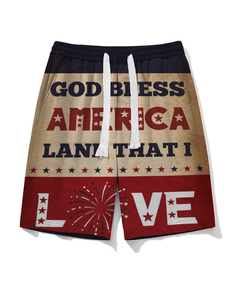 Independence Day Men's Plus Size Street Style Shorts