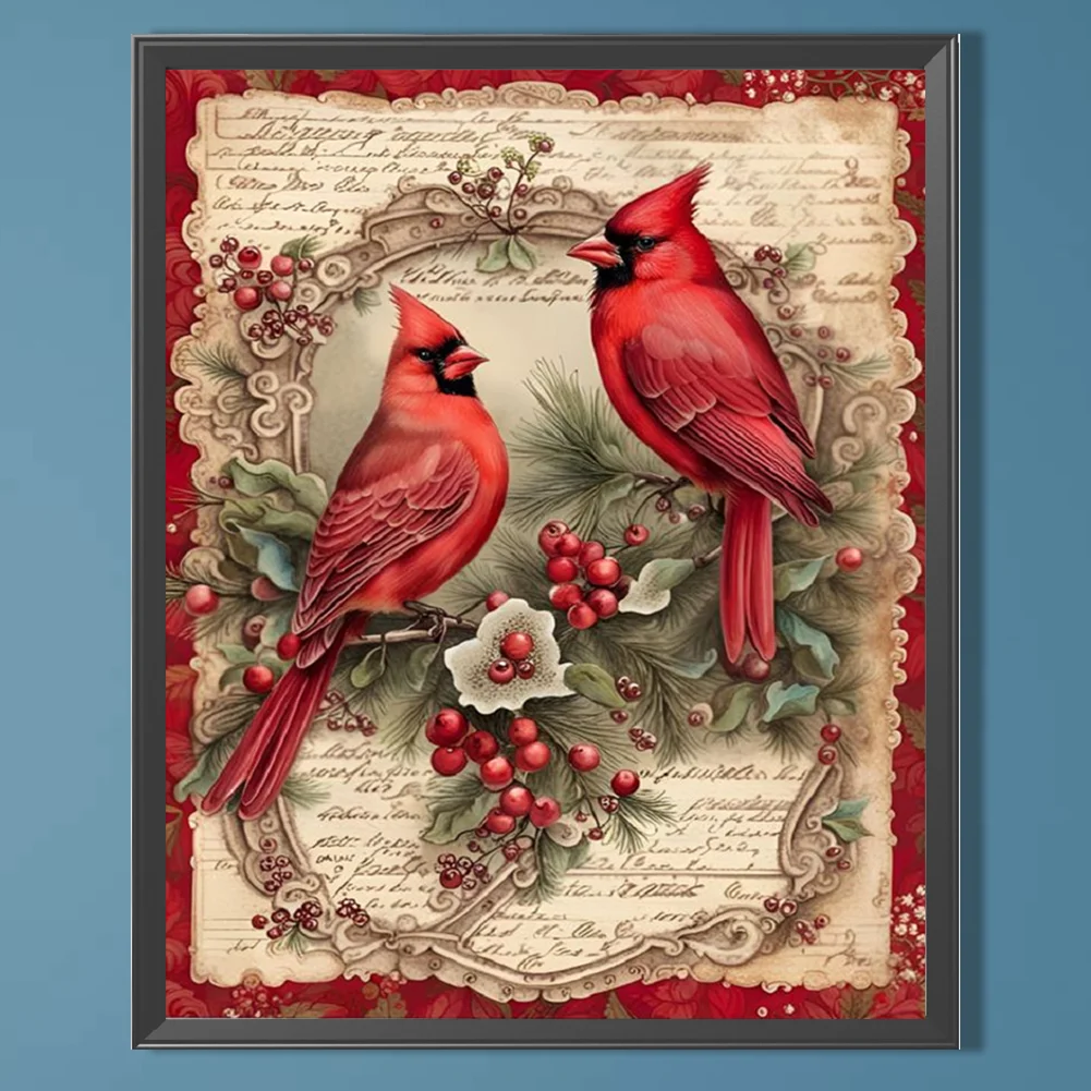 Diamond Painting - Full Square Drill - Xmas Cardinal(Canvas|40*50cm)
