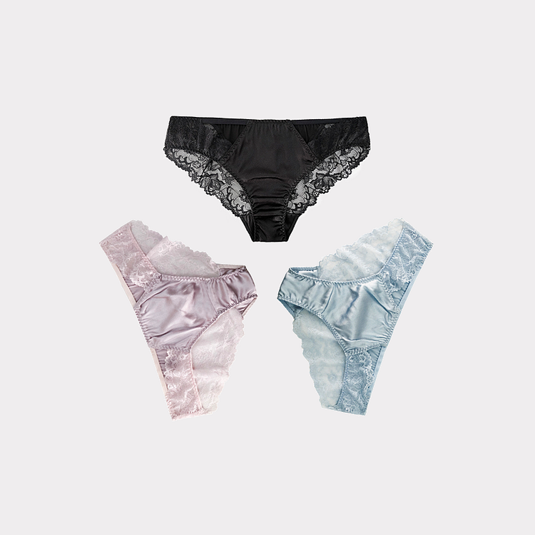 Soft Like Cloud Lace Silk Panties 3-Pack-Chouchouhome