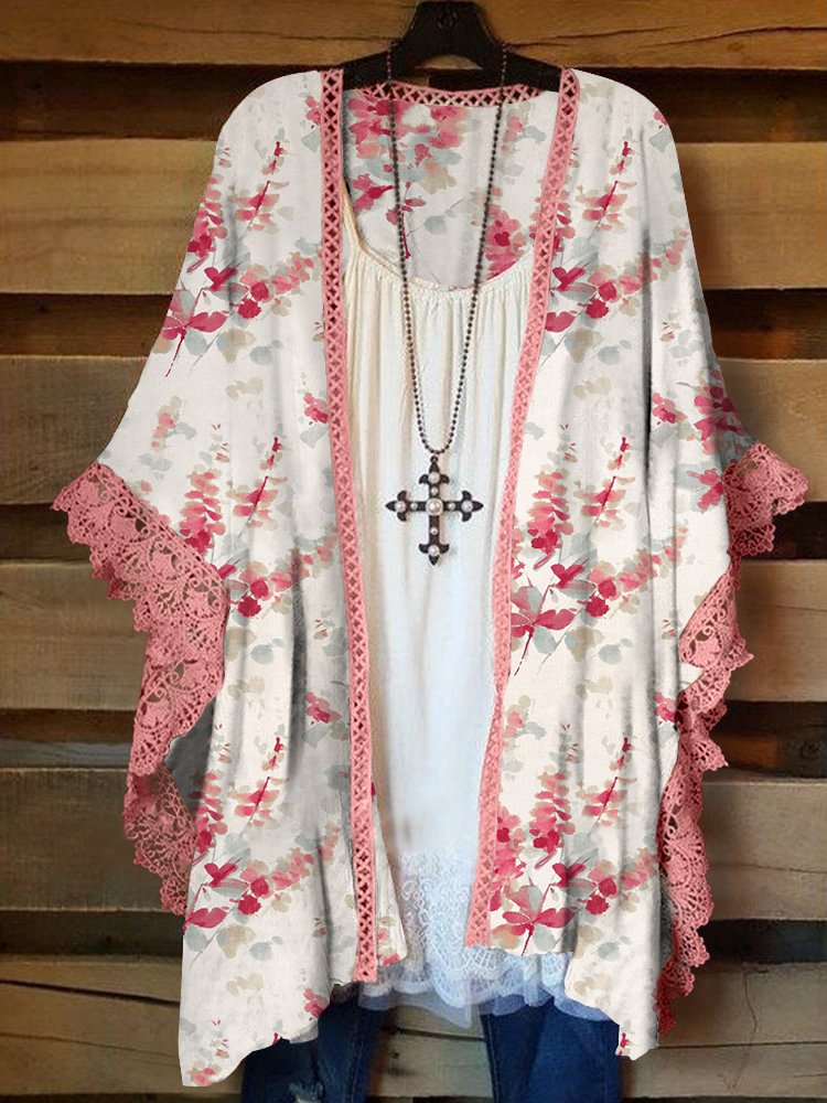Oversized Casual Printed Kimono P178346227