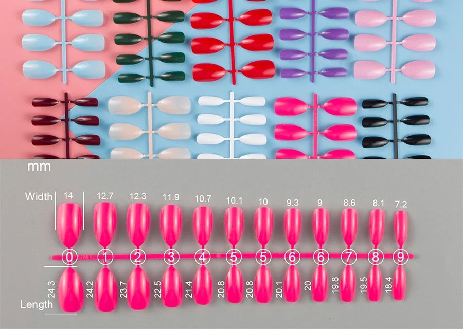 5 Sets/Pack In The Same Color Press On Color False Nail Tips Almond Fake Nail Tips Short Nail Tip Full Cover Nail DIY-Nail Inspo