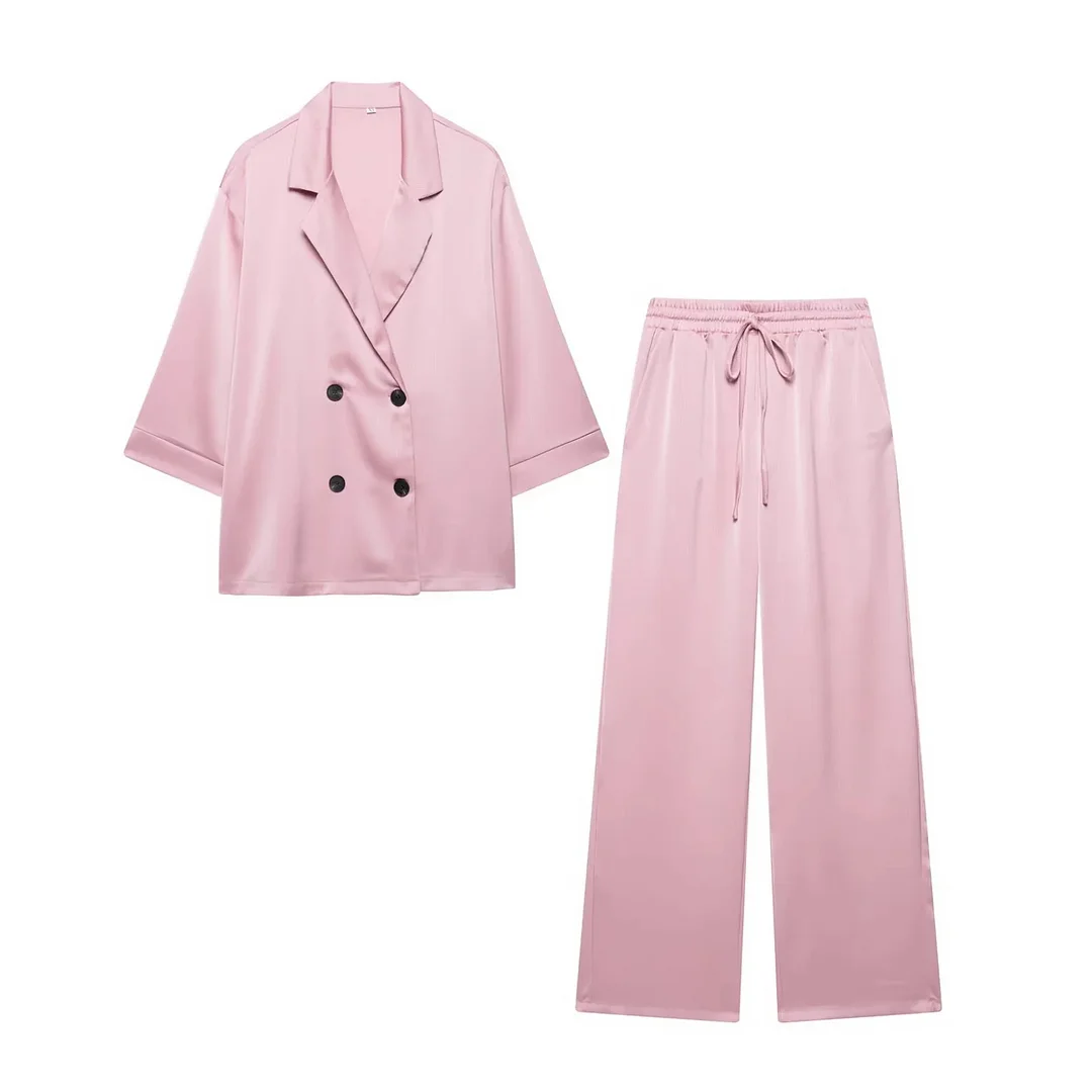 Nigikala Nigikala New Wrinkled Effect Blazer Loose Casual Trousers 4387130 4387030