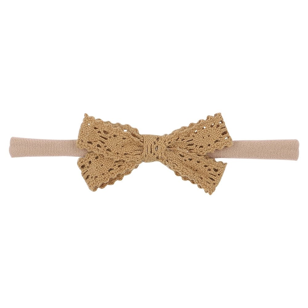 Cute Lace Bowknot Baby Headband Turban Solid Color Newborn Baby Girls Elastic Hair Bands Nylon Headwear Kids Hair Accessories