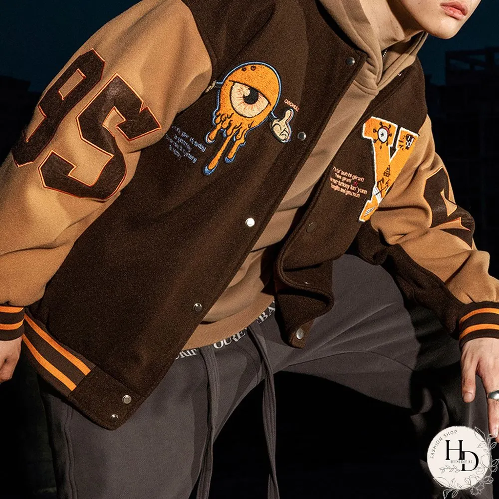 Printed Embroidery Baseball Jacket Jacket