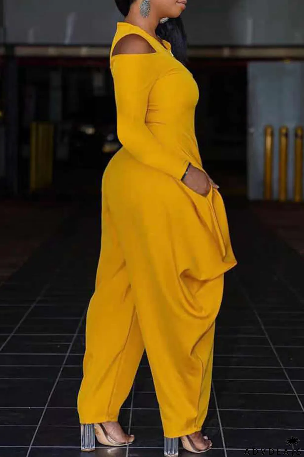 White Casual Solid Patchwork V Neck Loose Jumpsuits